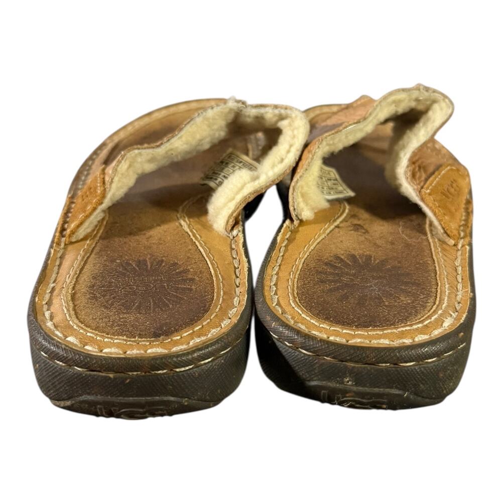 UGG Women’s Chestnut Layback Suede Leather Flip Flop Sandals Shoes 7 Sherpa - Picture 5 of 8